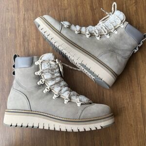 Cole Haan Zero Grand eXplore Boots Fur Suede Lace Up Womens 9 Grey Hiker Winter